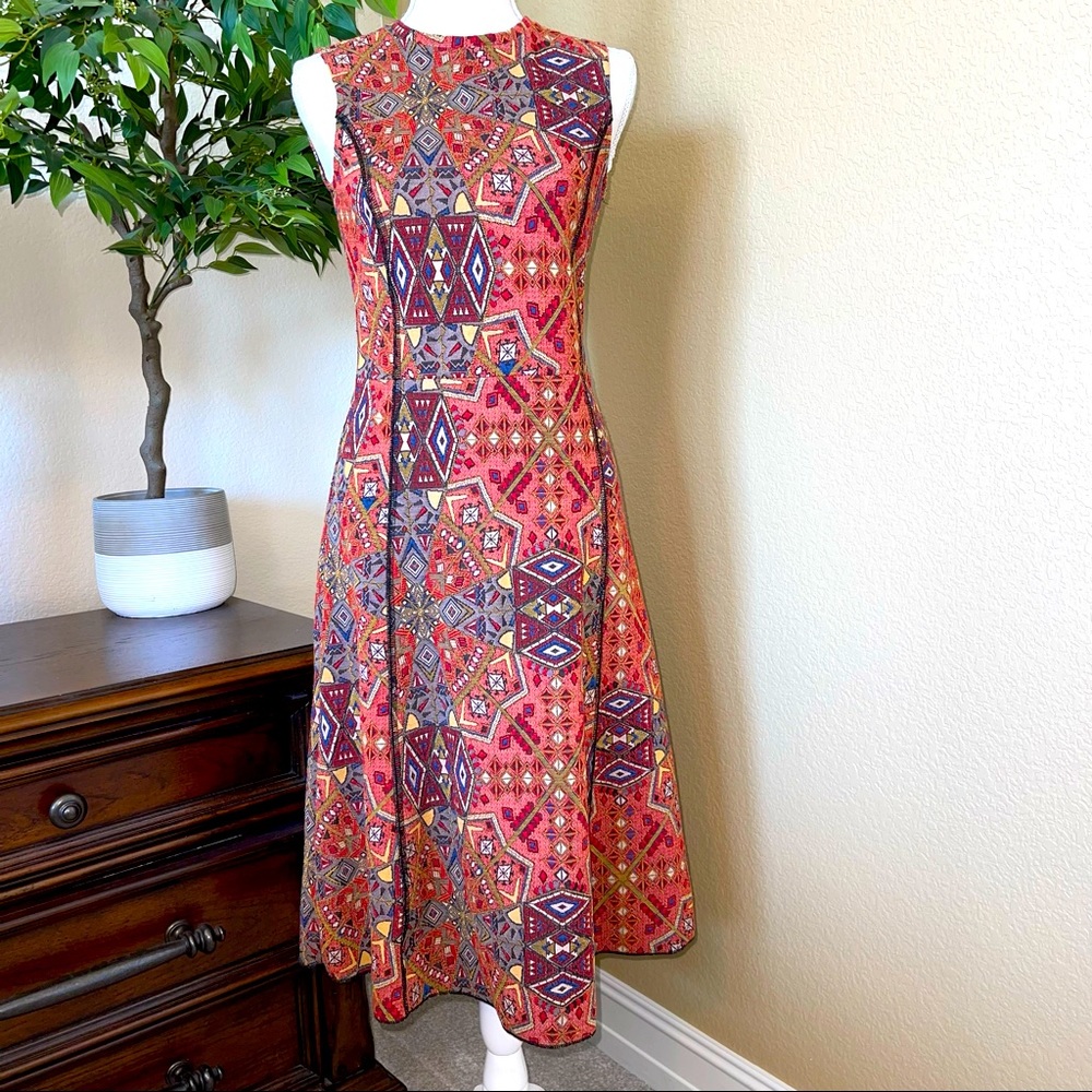 Geometric Patterned Sleeveless Dress - Multicolor